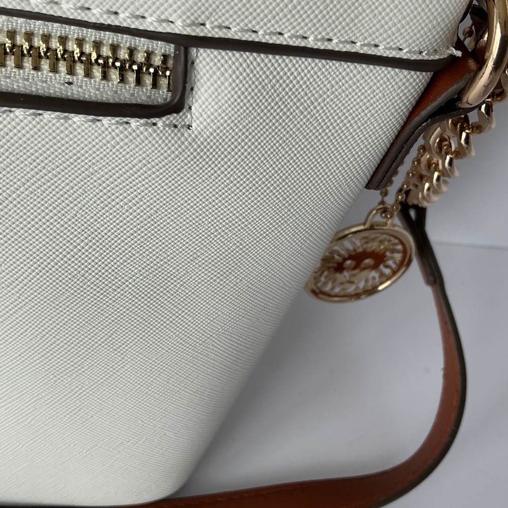 Anne Klein Crossbody‎ Bag Cream Brown Colorblock Chain Strap - Picture 11 of 13